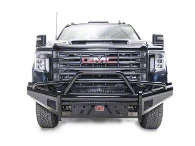 Fab Fours Black Steel Elite Front Bumper with Pre-Runner Guard; Matte Black (20-23 Sierra 2500 HD)