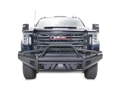 Fab Fours Black Steel Front Bumper with Pre-Runner Guard; Matte Black (20-23 Sierra 2500 HD)