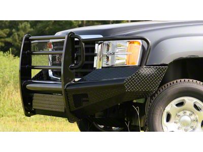 Fab Fours Black Steel Ranch Front Bumper with Full Guard; Matte Black (07-10 Sierra 2500 HD)