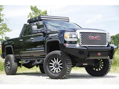 Fab Fours Black Steel Ranch Front Bumper with No Guard; Matte Black (15-19 Sierra 2500 HD)