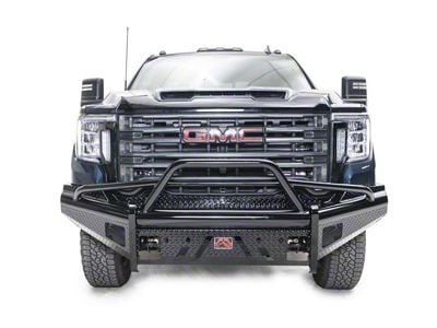 Fab Fours Black Steel Elite Front Bumper with Pre-Runner Guard; Matte Black (20-23 Sierra 3500 HD)