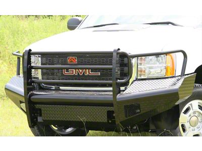 Fab Fours Black Steel Ranch Front Bumper with Full Guard; Matte Black (11-14 Sierra 3500 HD)