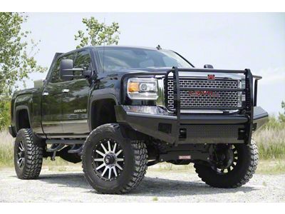 Fab Fours Black Steel Ranch Front Bumper with Full Guard; Matte Black (15-19 Sierra 3500 HD)