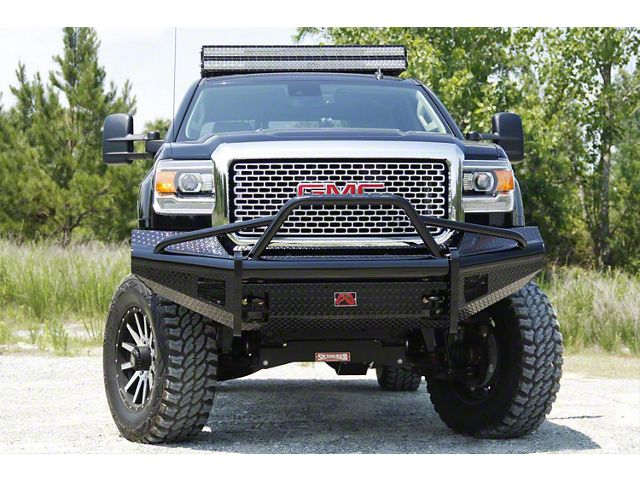 Fab Fours Black Steel Ranch Front Bumper with Pre-Runner Guard; Matte Black (07-10 Sierra 3500 HD)