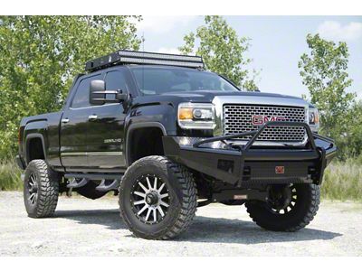 Fab Fours Black Steel Ranch Front Bumper with Pre-Runner Guard; Matte Black (15-19 Sierra 3500 HD)