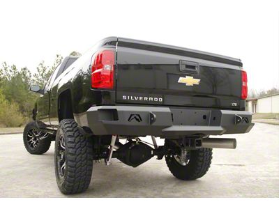 Fab Fours Premium Rear Bumper with D-Ring Mounts; Matte Black (15-19 Sierra 3500 HD)