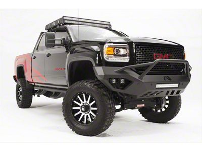 Fab Fours Vengeance Front Bumper with Pre-Runner Guard; Matte Black (15-19 Sierra 3500 HD)