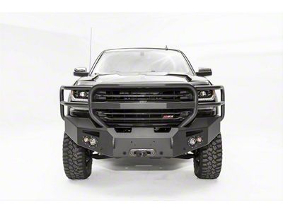 Fab Fours Premium Winch Front Bumper with Full Guard; Matte Black (16-18 Silverado 1500)