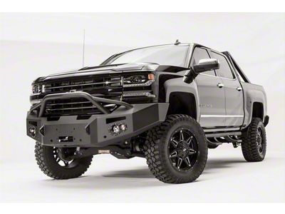 Fab Fours Premium Winch Front Bumper with Pre-Runner Guard; Bare Steel (16-18 Silverado 1500)