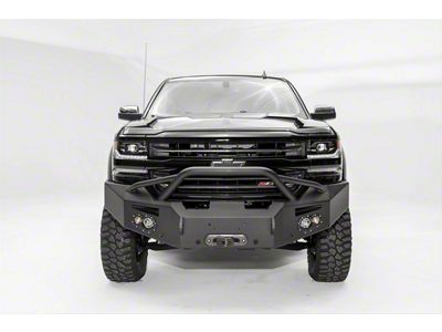 Fab Fours Premium Winch Front Bumper with Pre-Runner Guard; Matte Black (16-18 Silverado 1500)