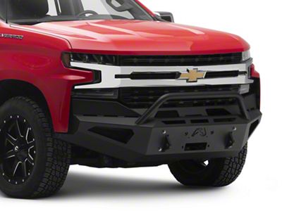Fab Fours Red Steel Front Bumper with Pre-Runner Guard; Matte Black (19-21 Silverado 1500, Excluding Diesel; 2022 Silverado 1500 LTD, Excluding Diesel)