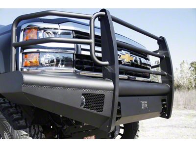 Fab Fours Black Steel Elite Front Bumper with Full Guard; Matte Black (07-10 Silverado 2500 HD)