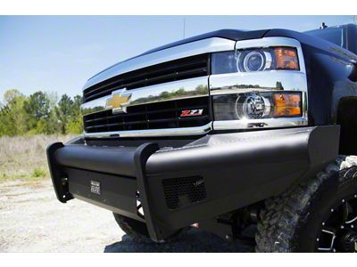 Fab Fours Black Steel Elite Front Bumper with No Guard; Matte Black (07-10 Silverado 2500 HD)