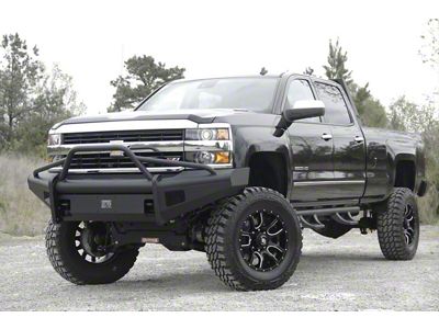 Fab Fours Black Steel Elite Front Bumper with Pre-Runner Guard; Matte Black (15-19 Silverado 2500 HD)