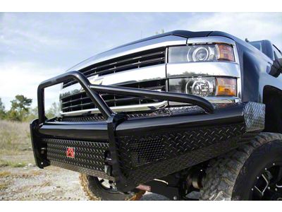 Fab Fours Black Steel Ranch Front Bumper with Pre-Runner Guard; Matte Black (07-10 Silverado 2500 HD)