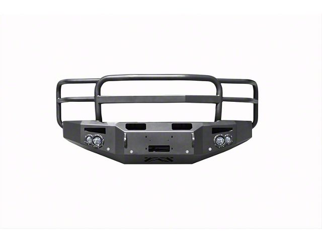 Fab Fours Premium Heavy Duty Winch Front Bumper with Full Guard; Pre-Drilled for Front Parking Sensors; Bare Steel (15-19 Silverado 2500 HD)