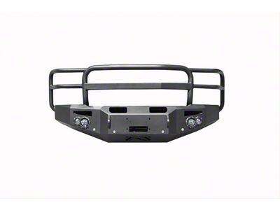 Fab Fours Premium Heavy Duty Winch Front Bumper with Full Guard; Pre-Drilled for Front Parking Sensors; Matte Black (15-19 Silverado 2500 HD)