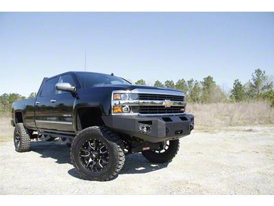 Fab Fours Premium Heavy Duty Winch Front Bumper with No Guard; Not Pre-Drilled for Front Parking Sensors; Bare Steel (15-19 Silverado 2500 HD)