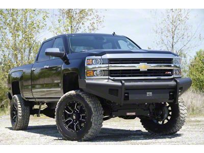 Fab Fours Black Steel Elite Front Bumper with No Guard; Matte Black (15-19 Silverado 3500 HD)