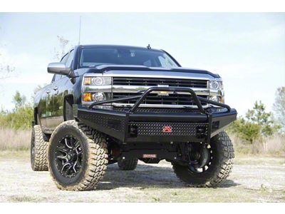Fab Fours Black Steel Ranch Front Bumper with Pre-Runner Guard; Matte Black (15-19 Silverado 3500 HD)