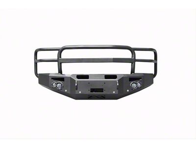 Fab Fours Premium Heavy Duty Winch Front Bumper with Full Guard; Pre-Drilled for Front Parking Sensors; Bare Steel (15-19 Silverado 3500 HD)
