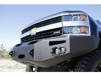 Fab Fours Premium Heavy Duty Winch Front Bumper with No Guard; Not Pre-Drilled for Front Parking Sensors; Matte Black (15-19 Silverado 3500 HD)