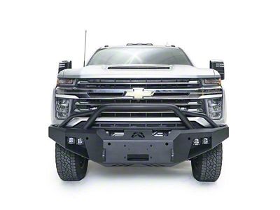 Fab Fours Premium Winch Front Bumper with Pre-Runner Guard; Bare Steel (20-23 Silverado 3500 HD)