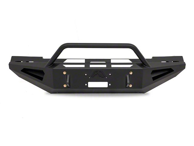 Fab Fours Red Steel Front Bumper with Pre-Runner Guard; Matte Black (15-19 Silverado 3500 HD)