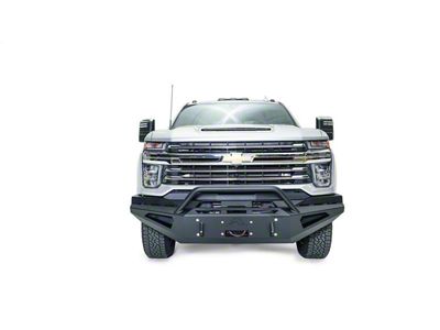 Fab Fours Red Steel Front Bumper with Pre-Runner Guard; Matte Black (20-23 Silverado 3500 HD)