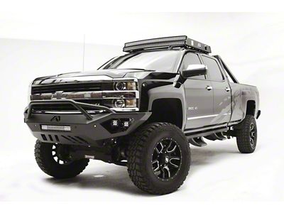 Fab Fours Vengeance Front Bumper with Pre-Runner Guard; Matte Black (15-19 Silverado 3500 HD)