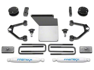 Fabtech 3-Inch Budget Lift Kit with Shocks (14-18 2WD/4WD Sierra 1500 Double Cab, Crew Cab w/ Cast Aluminum or Stamped Steel Control Arms, Excluding Denali)