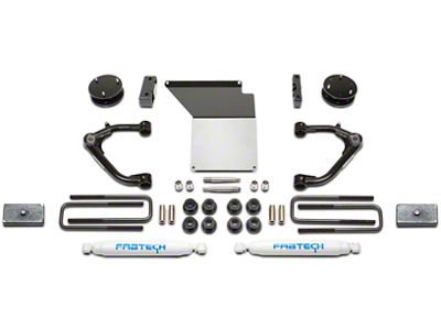 Fabtech 3-Inch Uniball Upper Control Arm System with Shocks (14-18 2WD/4WD Sierra 1500 Double Cab, Crew Cab w/ Stock Cast Aluminum or Stamped Steel Control Arms, Excluding Denali)