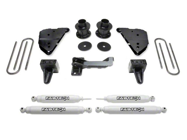 Fabtech 4-Inch Budget Suspension Lift Kit with Performance Shocks (23-24 4WD F-250 Super Duty w/o Onboard Scale System, Excluding Tremor)