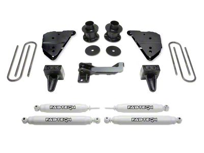 Fabtech 4-Inch Budget Suspension Lift Kit with Performance Shocks (23-24 4WD F-350 Super Duty SRW w/o Onboard Scale System, Excluding Tremor)