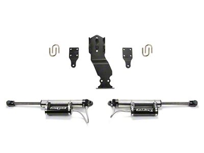 Fabtech Dual Dirt Logic Reservoir Steering Stabilizer for 4-Inch Lift; Opposing Style (17-25 4WD F-350 Super Duty)