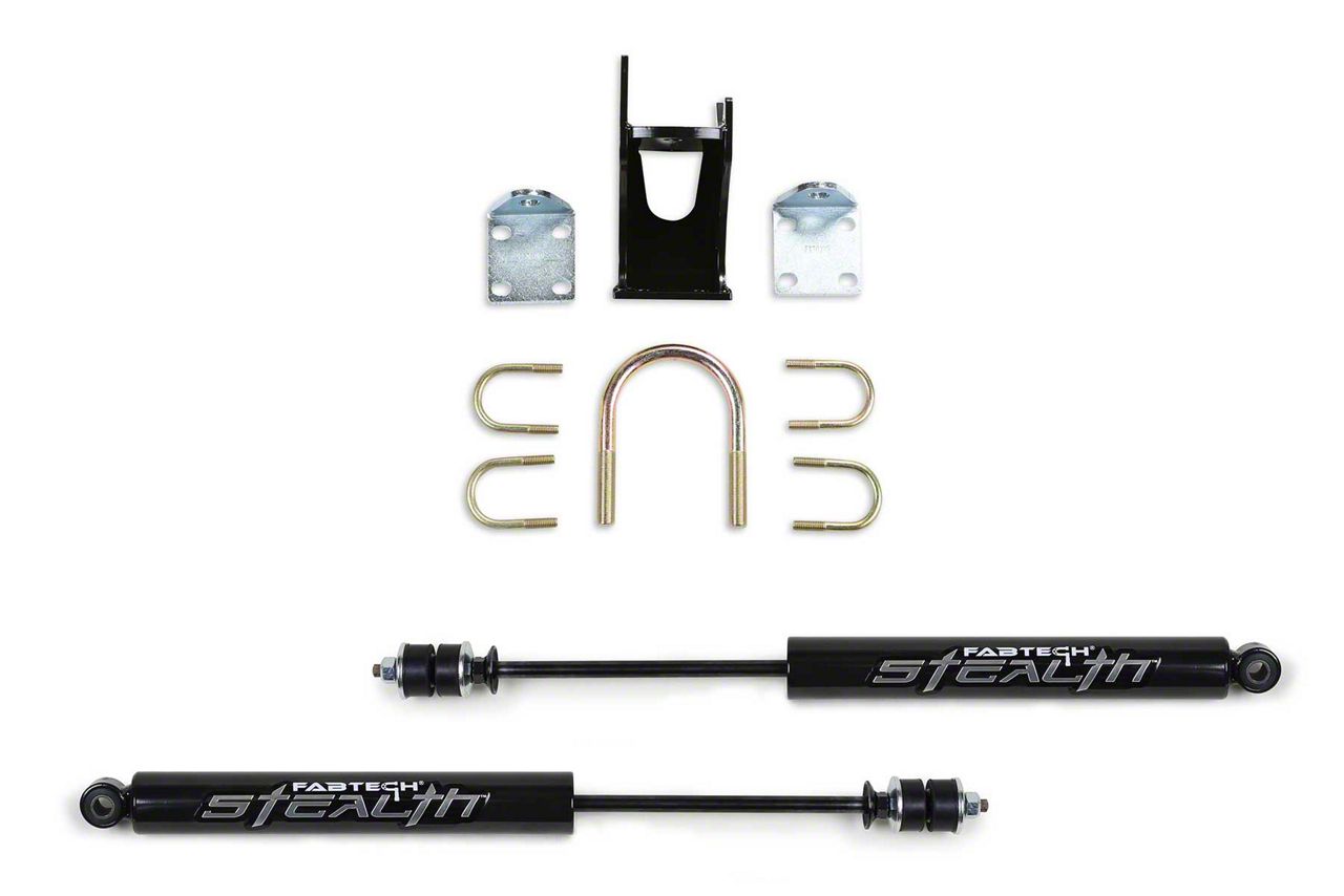 Fabtech F350 Super Duty Dual Stealth Steering Stabilizer for 6 to 8Inch Lift; Opposing Style