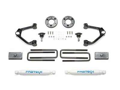 Fabtech 1.50-Inch Ball Joint Upper Control Arm Lift Kit with Performance Shocks (19-24 Sierra 1500 AT4, Excluding Diesel)