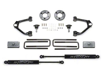 Fabtech 1.50-Inch Ball Joint Upper Control Arm Lift Kit with Stealth Shocks (19-24 Sierra 1500 AT4, Excluding Diesel)