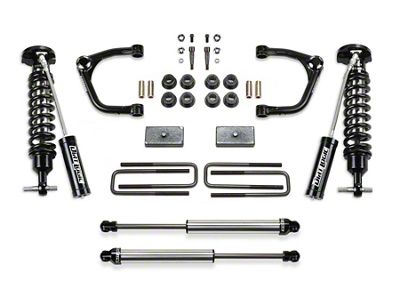 Fabtech 3-Inch Uniball Joint Upper Control Arm Lift Kit with Dirt Logic Reservoir Coil-Overs and Dirt Logic Shocks (22-24 2.7L Sierra 1500 Double Cab, Crew Cab, Excluding AT4 & Denali)
