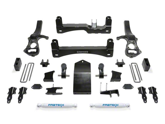 Fabtech 4-Inch Basic Suspension Lift Kit with Performance Shocks (19-24 Sierra 1500 AT4, Excluding Diesel)