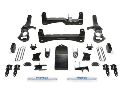 Fabtech 6-Inch Basic Suspension Lift Kit with Performance Shocks (19-25 4WD Sierra 1500 Crew Cab w/ 5.80-Foot Short Box, Excluding AT4 & Denali)