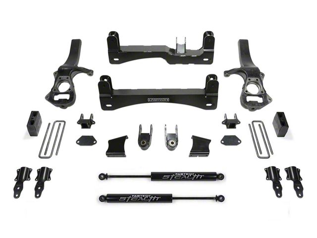 Fabtech 6-Inch Basic Suspension Lift Kit with Stealth Shocks (19-24 2WD Sierra 1500 Crew Cab w/ 5.80-Foot Short Box, Excluding AT4 & Denali)
