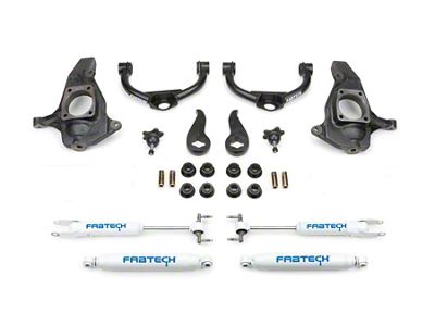 Fabtech 3.50-Inch Ball Joint Upper Control Arm Suspension Lift Kit with Performance Shocks (11-19 Sierra 3500 HD Double Cab, Crew Cab)