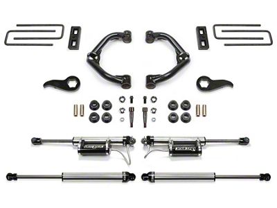 Fabtech 3.50-Inch Uniball Upper Control Arm Suspension Lift Kit with Dirt Logic 2.25 Reservoir Shocks (20-24 4WD Sierra 3500 HD Double Cab, Crew Cab)