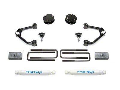 Fabtech 3-Inch Ball Joint Upper Control Arm Lift Kit with Rear Performance Shocks (19-25 Silverado 1500 Double Cab, Crew Cab, Excluding Trail Boss)