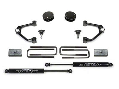 Fabtech 3-Inch Ball Joint Upper Control Arm Lift Kit with Rear Stealth Shocks (19-23 Silverado 1500 Double Cab, Crew Cab, Excluding Trail Boss)