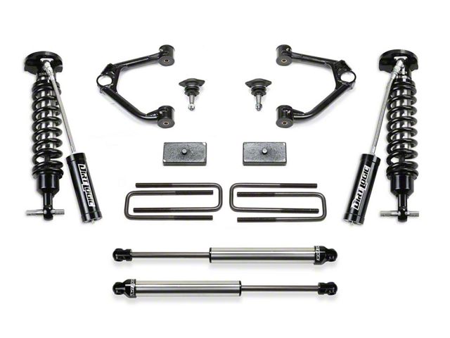 Fabtech 3-Inch Ball Joint Upper Control Arm Lift Kit with Dirt Logic 2.5 Reservoir Coil-Overs and Dirt Logic 2.25 Shocks (19-24 Silverado 1500 Double Cab, Crew Cab, Excluding Diesel & Trail Boss)