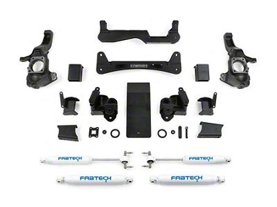 Fabtech 6-Inch Raised Torsion Suspension Lift Kit with Performance Shocks (20-25 4WD 6.6L Duramax Silverado 3500 HD Double Cab, Crew Cab)