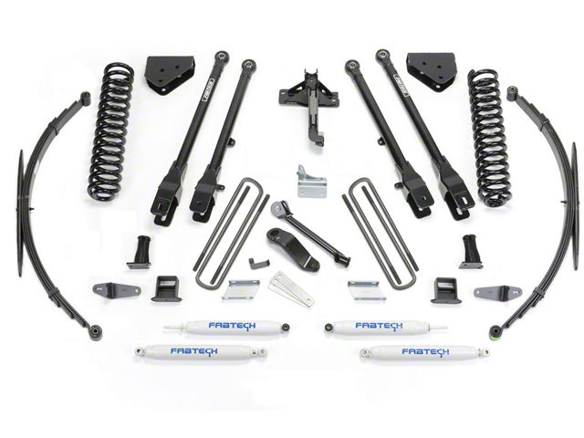Fabtech 8-Inch 4-Link Suspension Lift Kit with Performance Shocks and Rear Leaf Springs (11-16 4WD F-250 Super Duty)