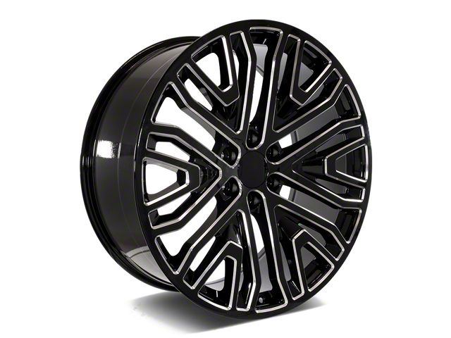 Factory Style Wheels SLE Style Gloss Black Milled 6-Lug Wheel; 22x9; 24mm Offset (07-13 Sierra 1500)